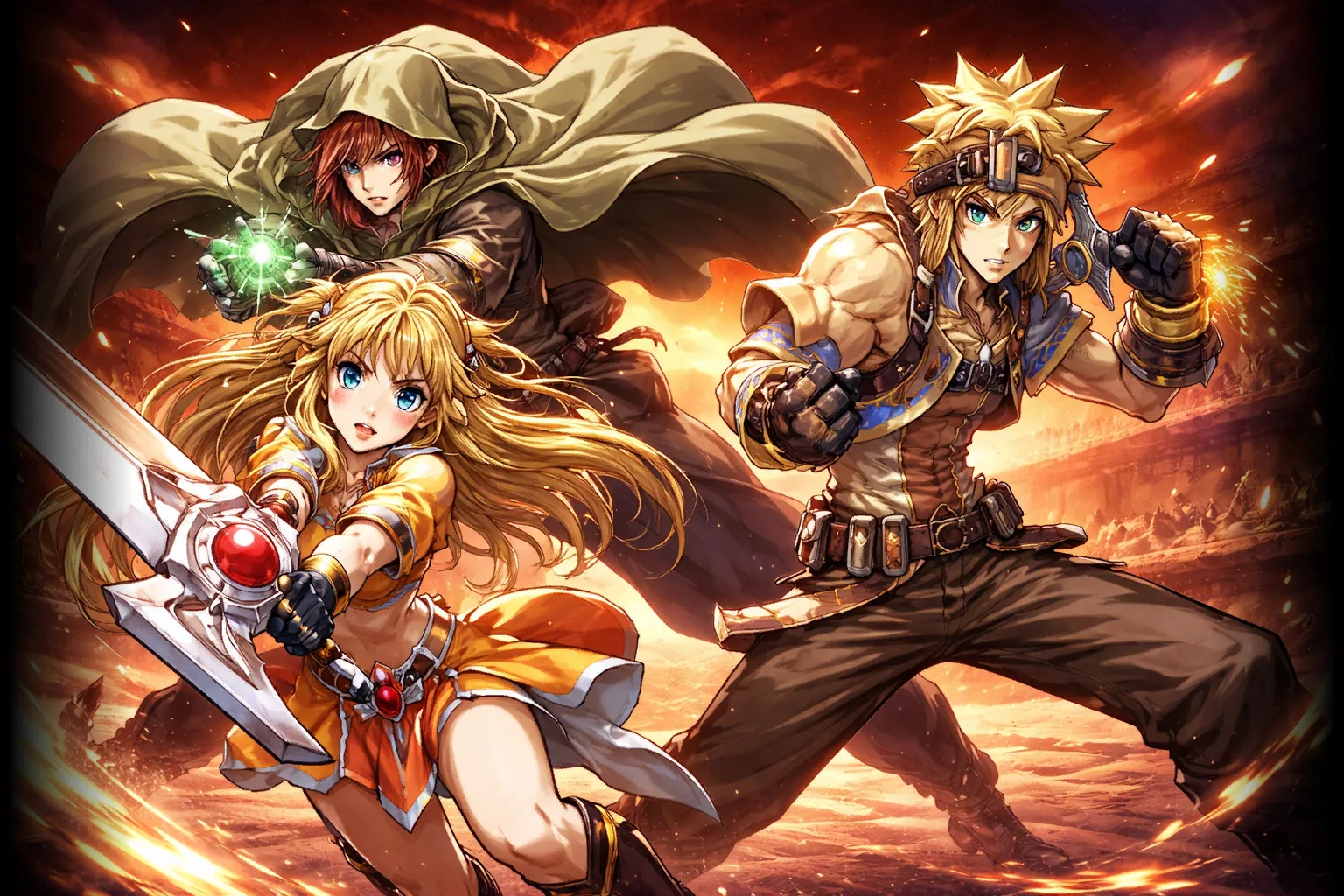 Eir, Dainn and Sieg charging into battle — Lunia NextGen key art